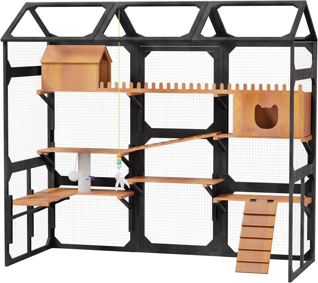 Trygoal Large Outdoor Cat Enclosure Wooden Catio