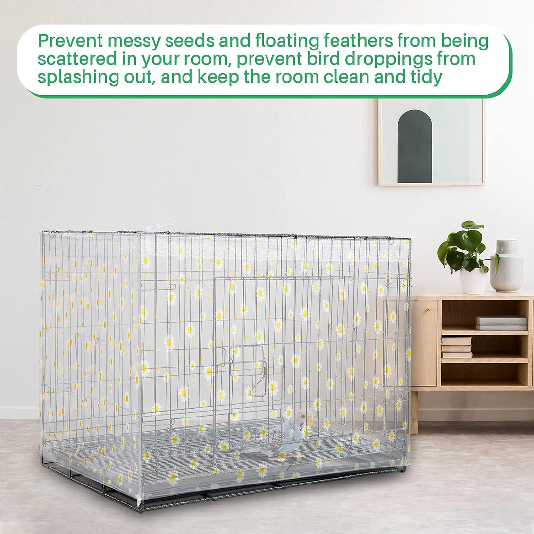 Shappy Large Bird Cage Net Cover for Seed Bird Cage Skirt Seed