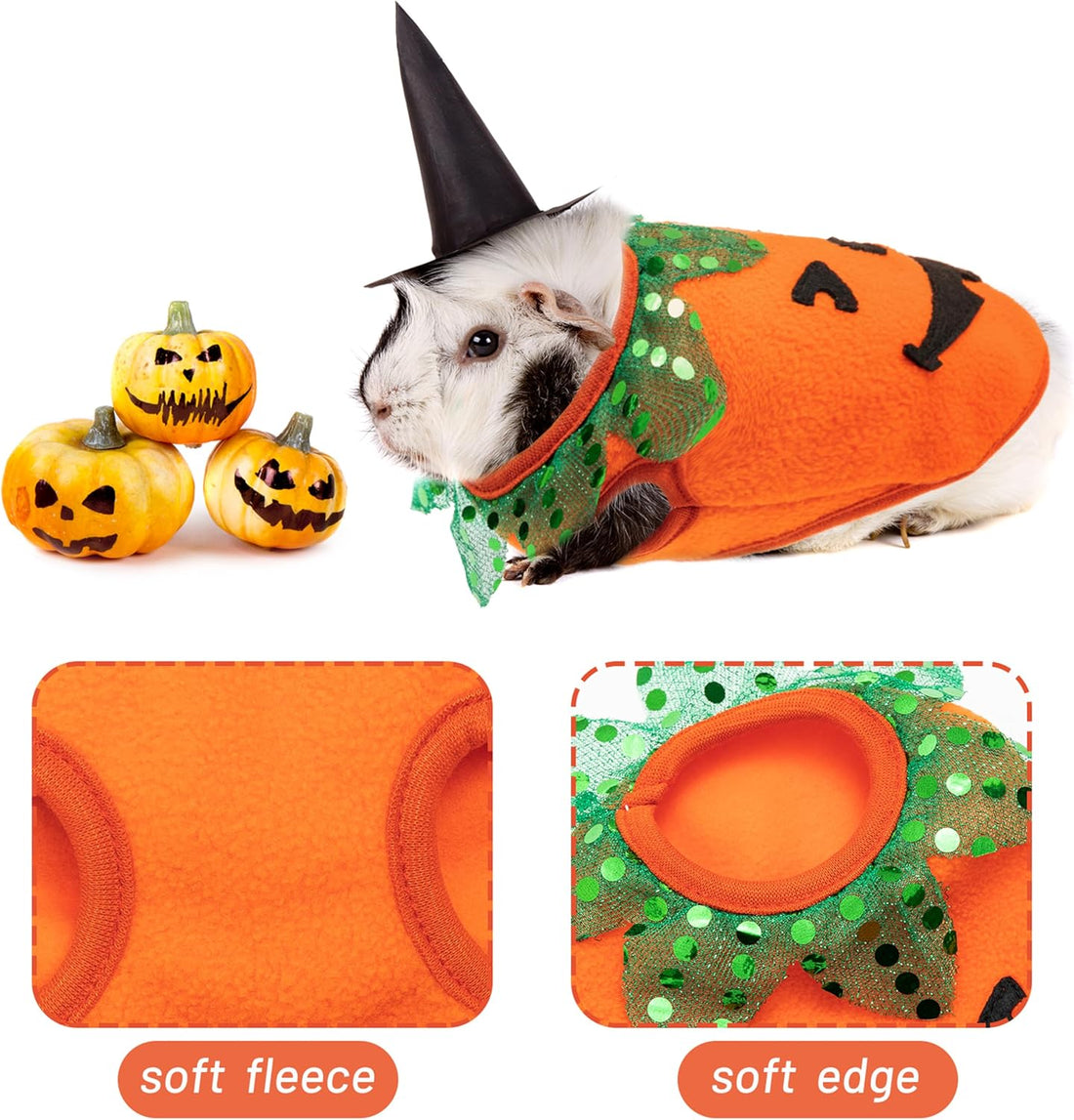 Halloween Guinea Pig Clothes, 2 Pack Soft Small Pet Vest Outfits