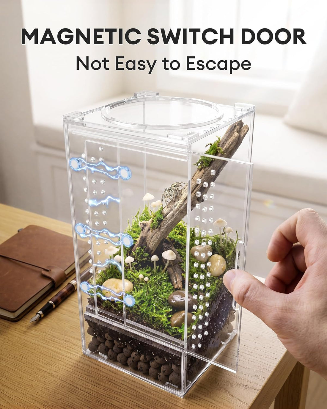 Jumping Spider Enclosure,Magnetic Doors All-Side Ventilation
