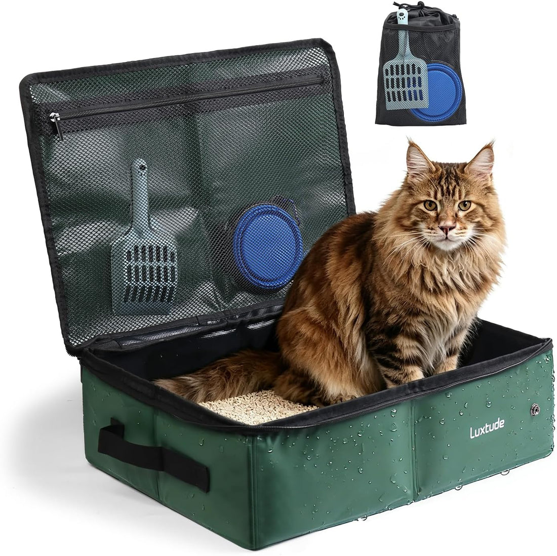 Luxtude Travel Litter Box for Cats, Comes with a Hard Non-Stick Bottom