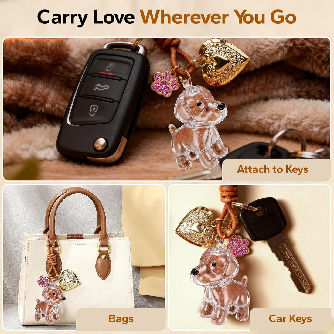 Forever Pup Dog Hair Keychain, Pet Fur Keepsake, Dog Fur Keepsake