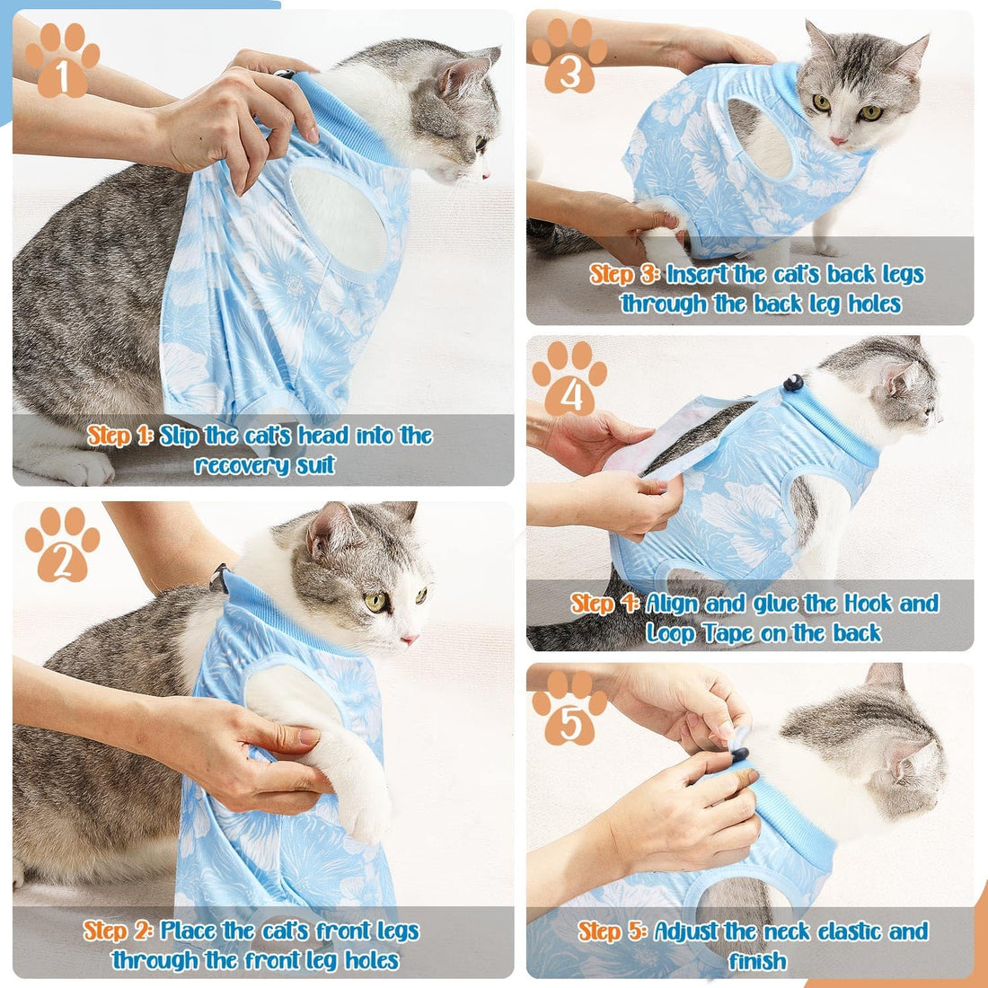 SlowTon Cat Recovery Suit, Cat Onesie for Cats After Surgery, FLBL S