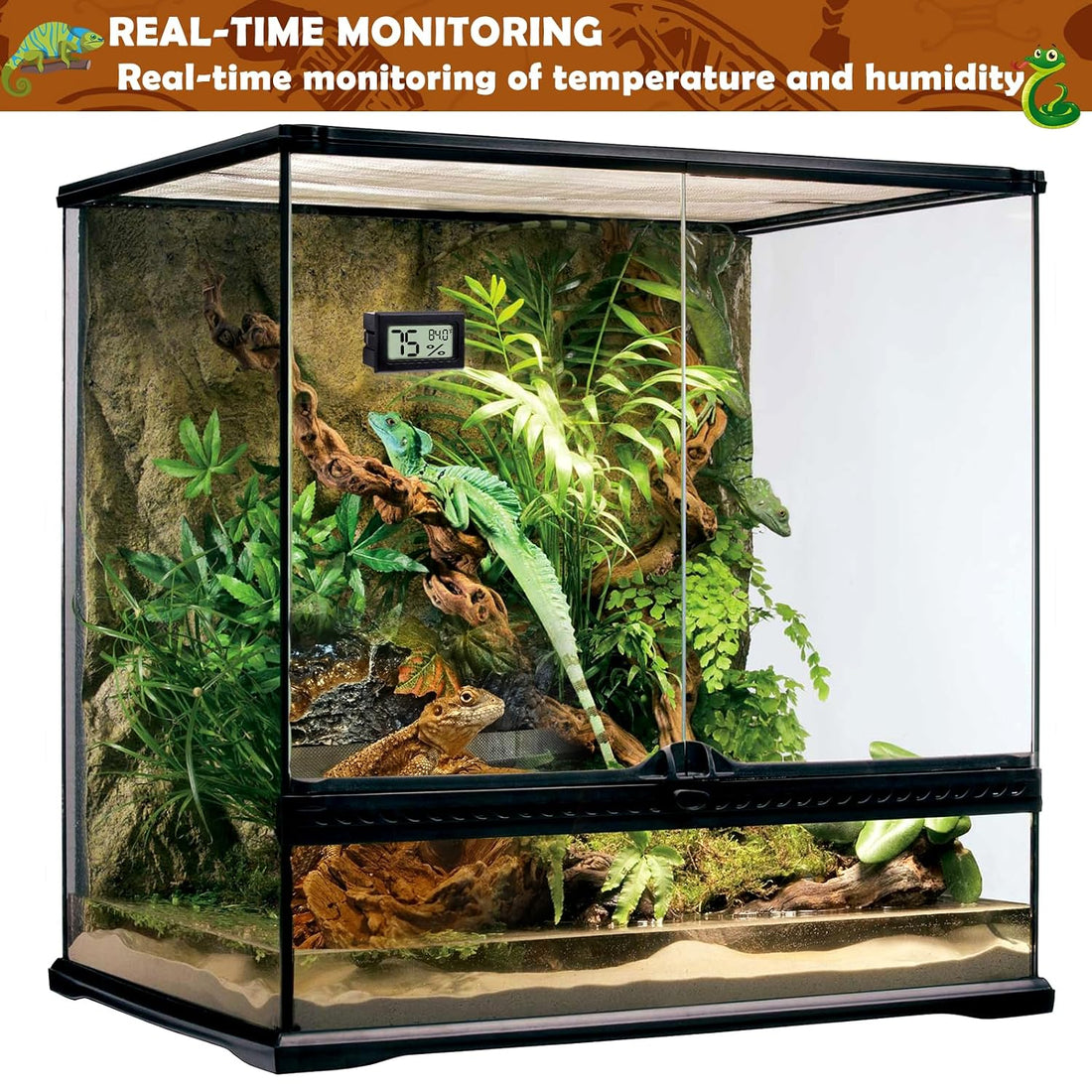 Reptile Thermometer and Humidity Gauge,2PCS Digital Hygrometer