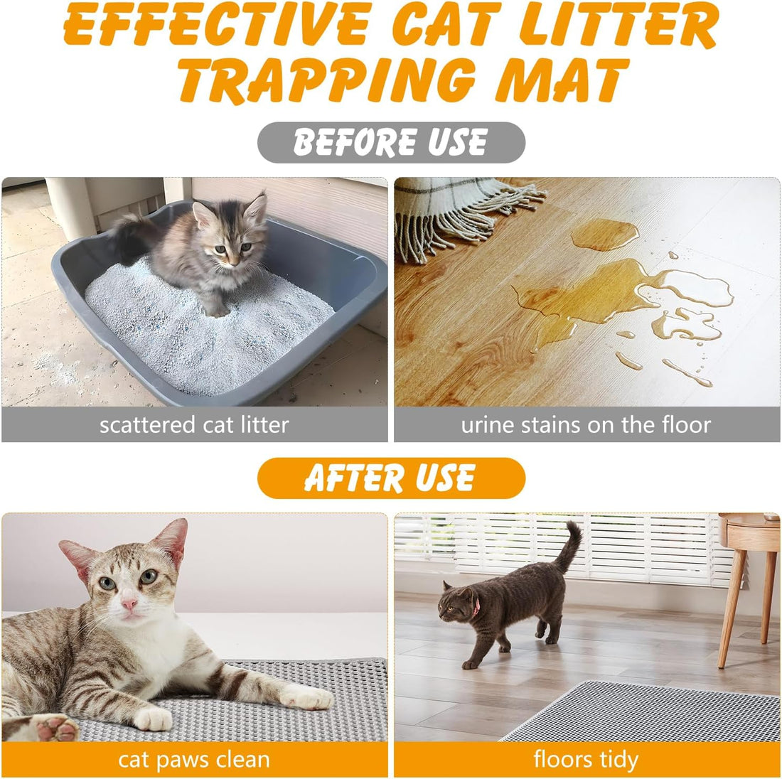 ondware Cat Litter Mat, 30x24 Inch Double Layer Litters Box Mat