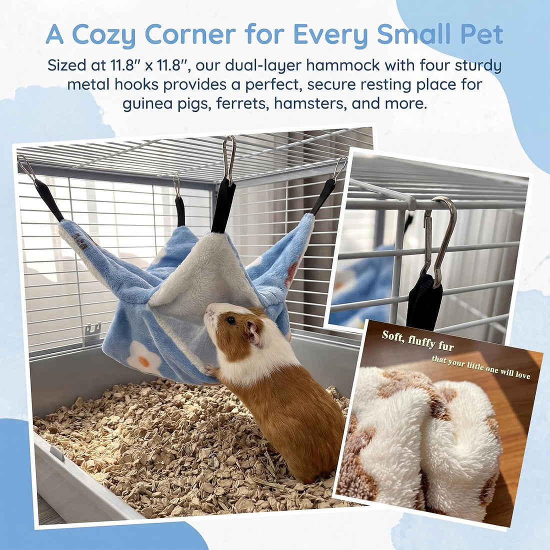 2 Pack Guinea Pig Hammock, Rat Hammock, Double Layer Bed