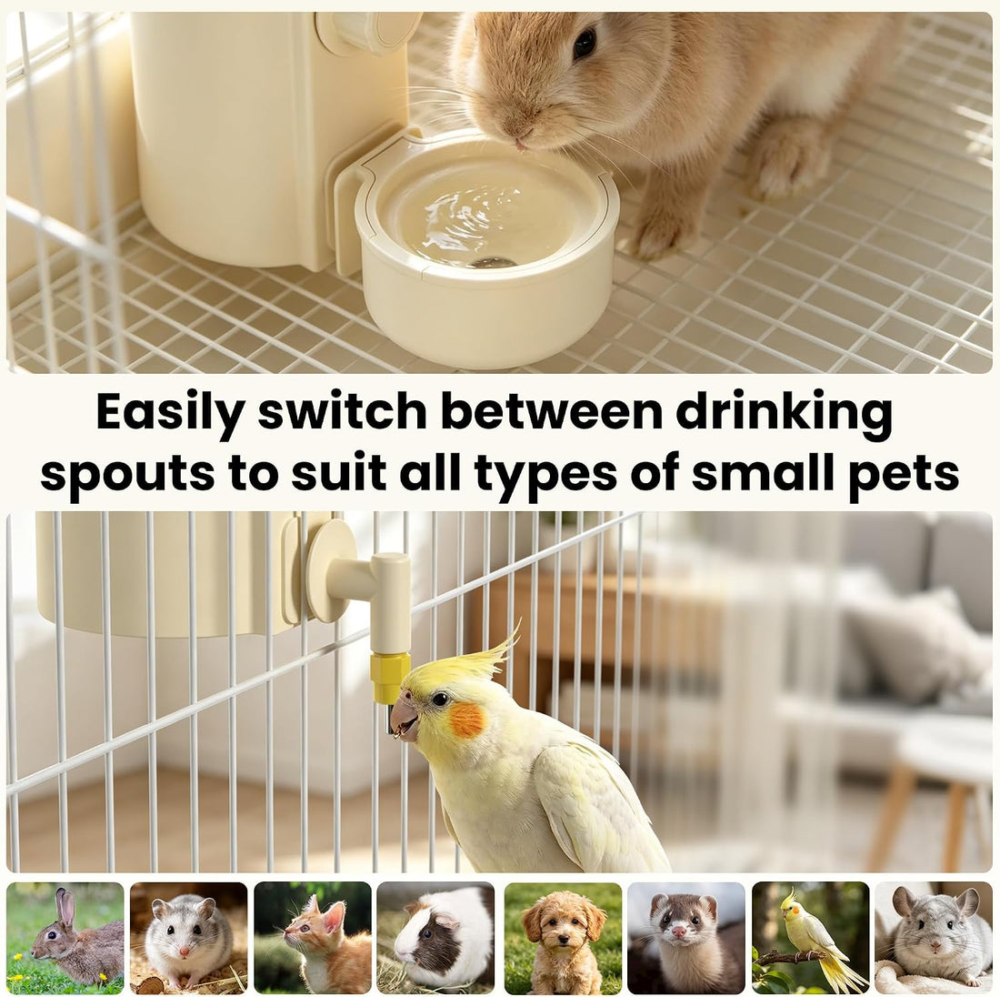 16.9 Oz Rabbit Water Bottle Dispenser,Hanging Bunny Water Bowl