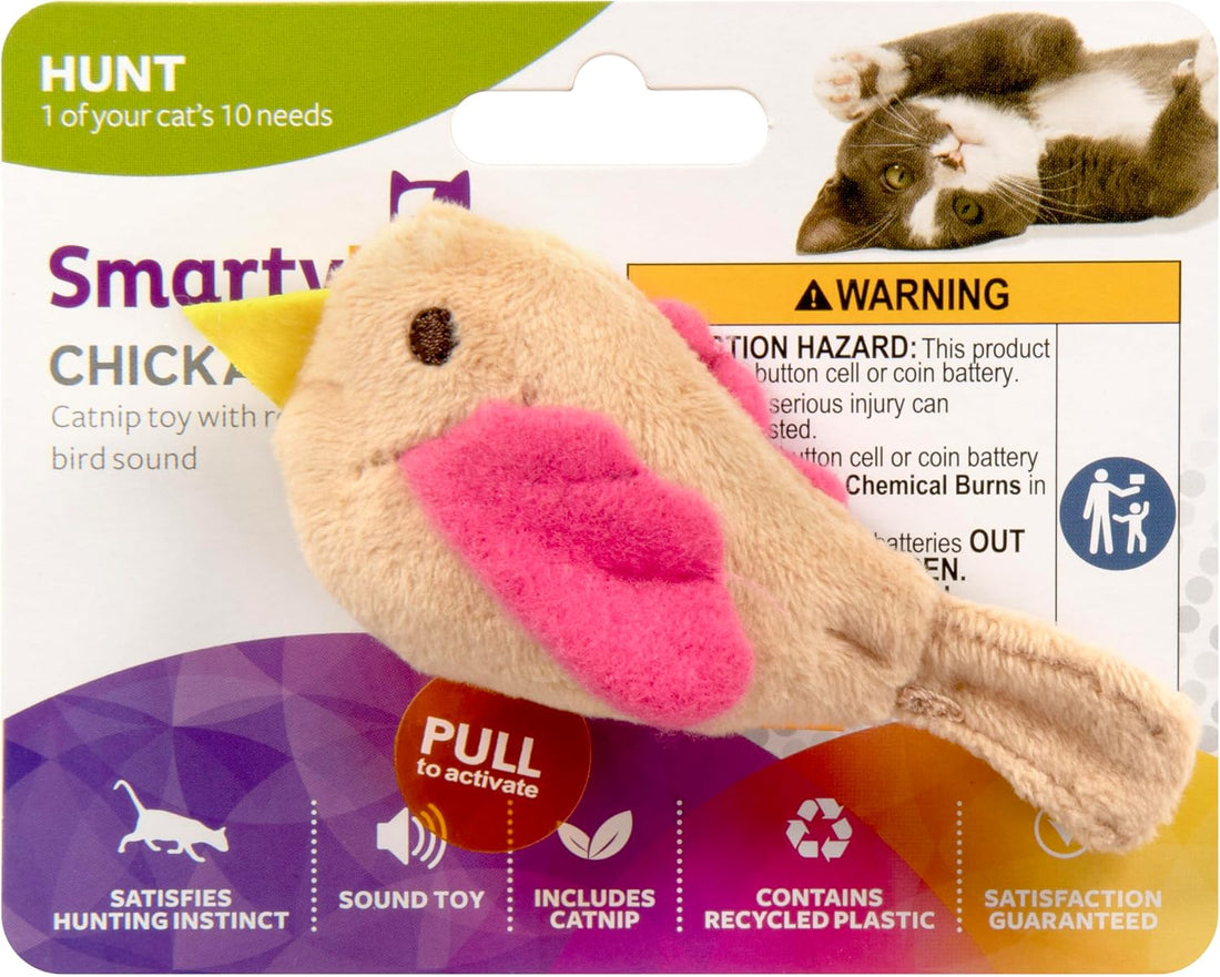 SmartyKat Chickadee Chirp Electronic Sound Cat Toy, Contains Catnip