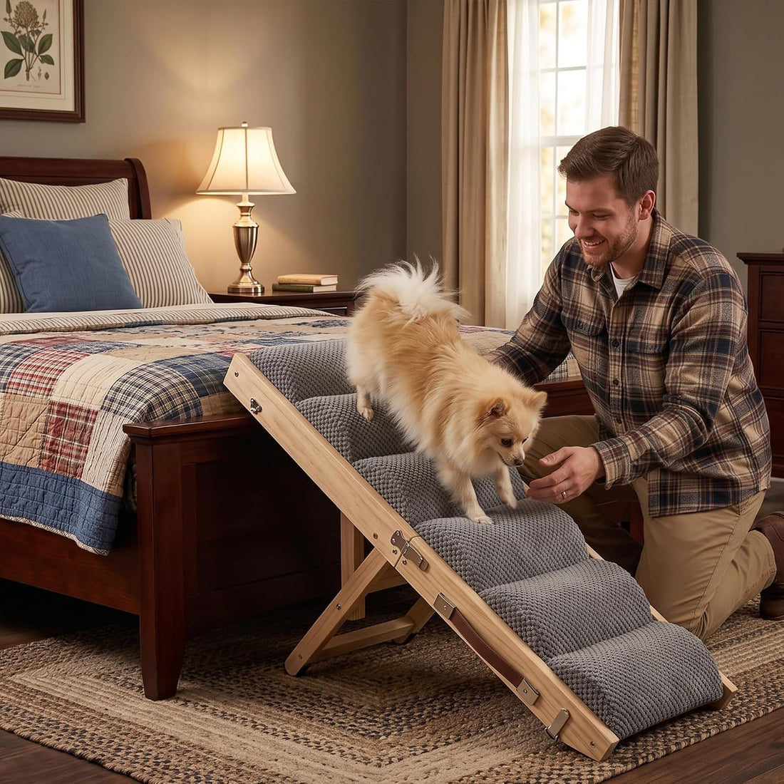 Wood Wavy Folding Small Dog Ramp