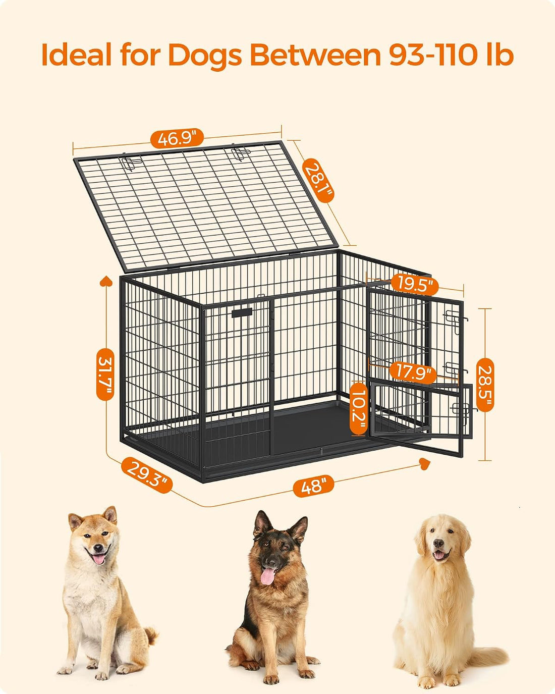 Feandrea 48 Inch Heavy Duty Dog Crate