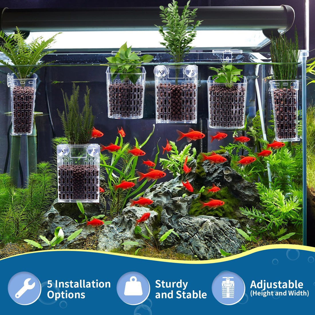 Newly Upgraded Aquarium Plant Holder 4-Pack(Transparent)