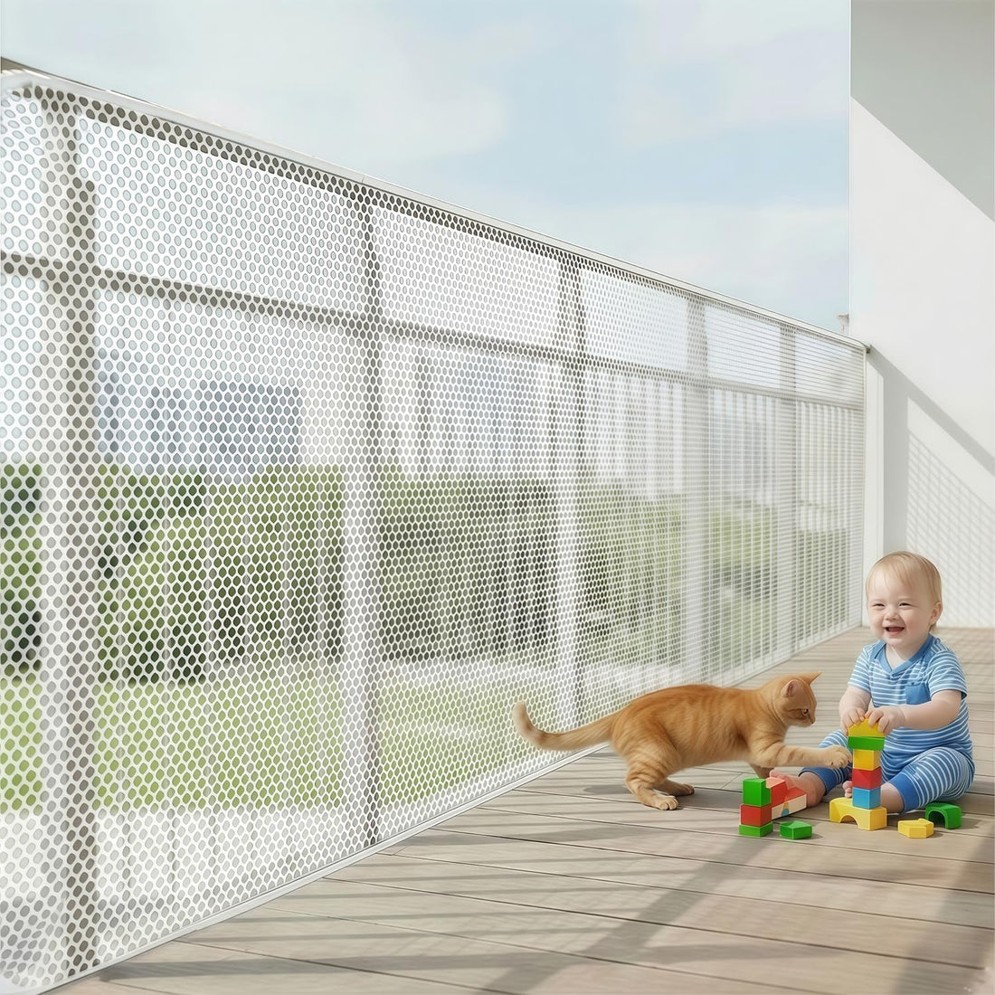 Banister Guard 15ft X 3ft Thick, Balcony Netting for Pets