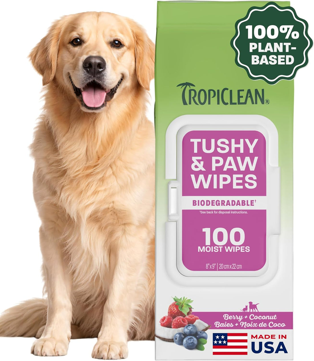 TropiClean Deep Cleaning Pet Wipes, 100ct - Wipes for Dogs & Cats