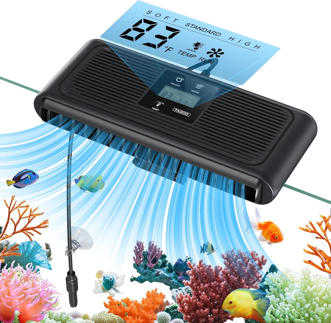 PAIZOO Aquarium Chiller Fan, Auto Temp Control Water Cooler with Temp