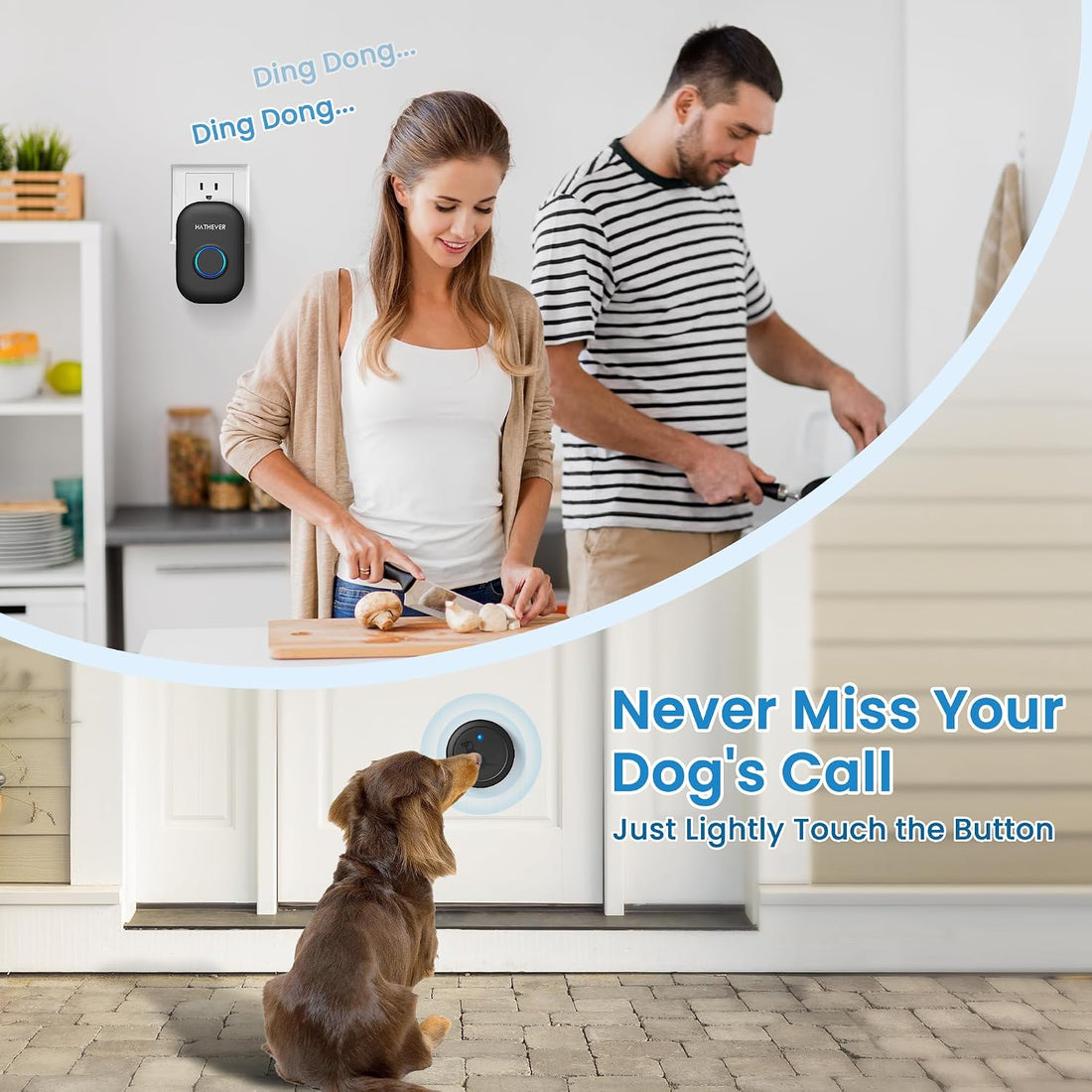Hathever Add-On Wireless Dog Doorbell Transmitter with Large