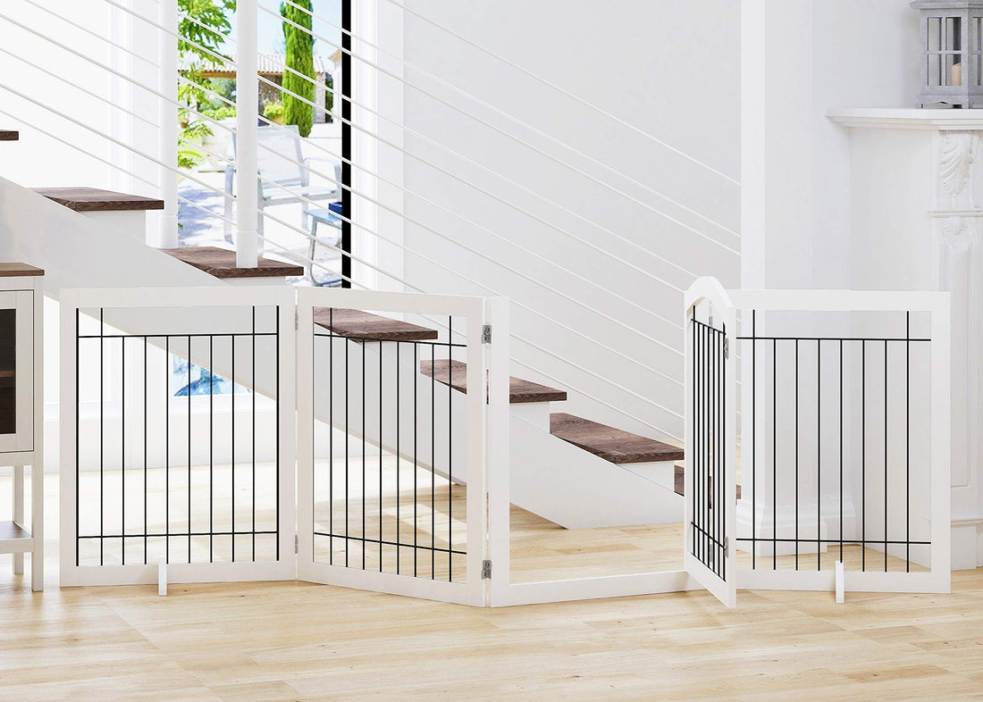 SPIRICH 96-inch Extra Wide 30-inches Tall Dog Gate with Door Walk