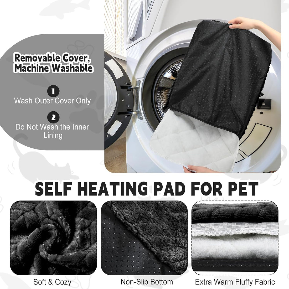 Drydiet 4 Pack Self Warming Cat Bed Mat Self Heating Pad for Dog