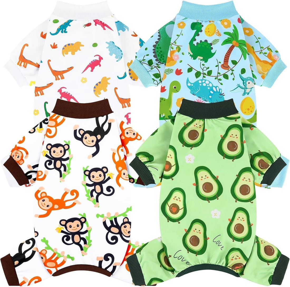 XPUDAC 4 Pack Dog Pajamas Soft Strechy Summer Doggie Clothes