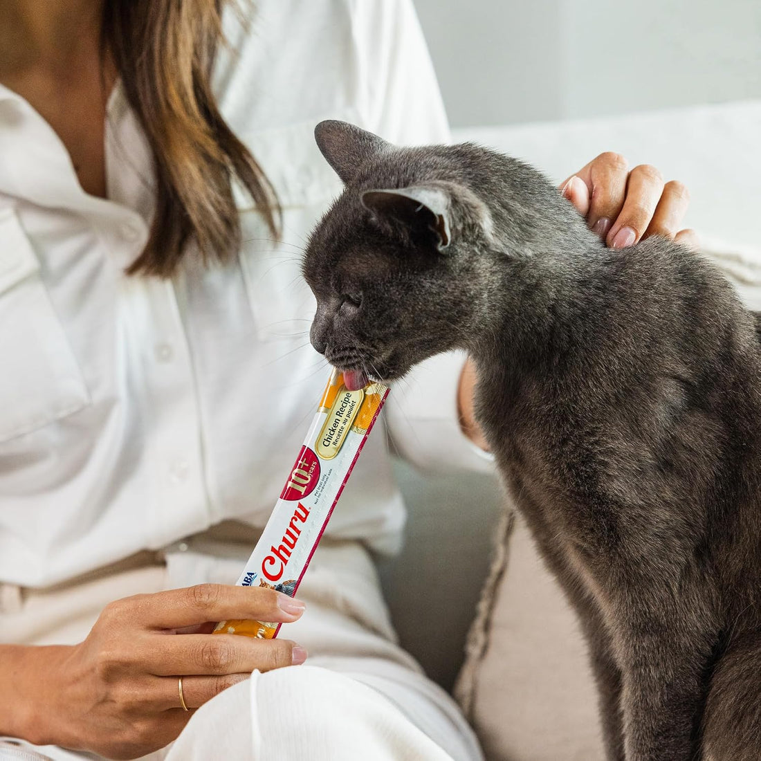 INABA Churu for Senior 10+, Creamy Lickable Cat Treats with Taurine