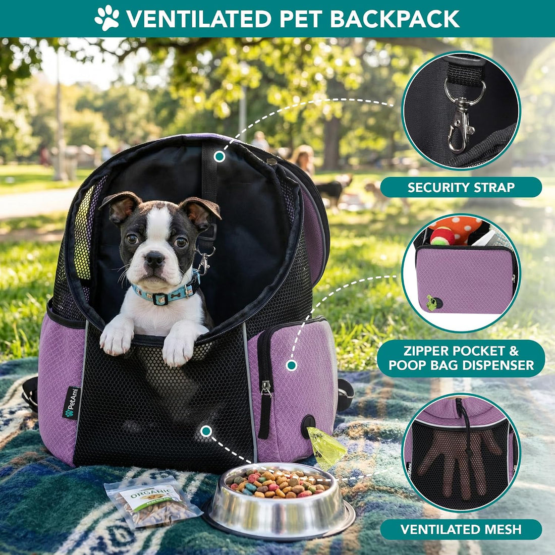 PetAmi Dog Carrier Backpack, Hands Free Front Pet Carrier, 10 lbs