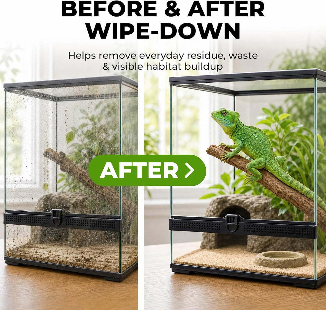 Reptile Enclosure Cleaning Wipes, Unscented Terrarium & Tank Cleaner