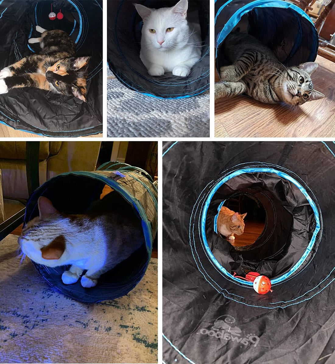 Pawaboo Cat Toys, Cat Tunnel Tube S-Shaped Tunnels 25x97cm Extensible