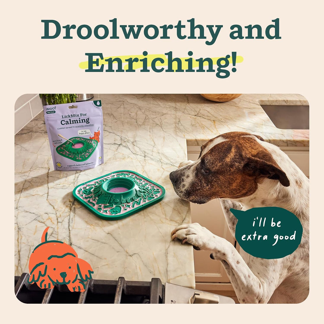 WOOF LickMix, Dog Lick Mat Spread & Meal Topper, Calming