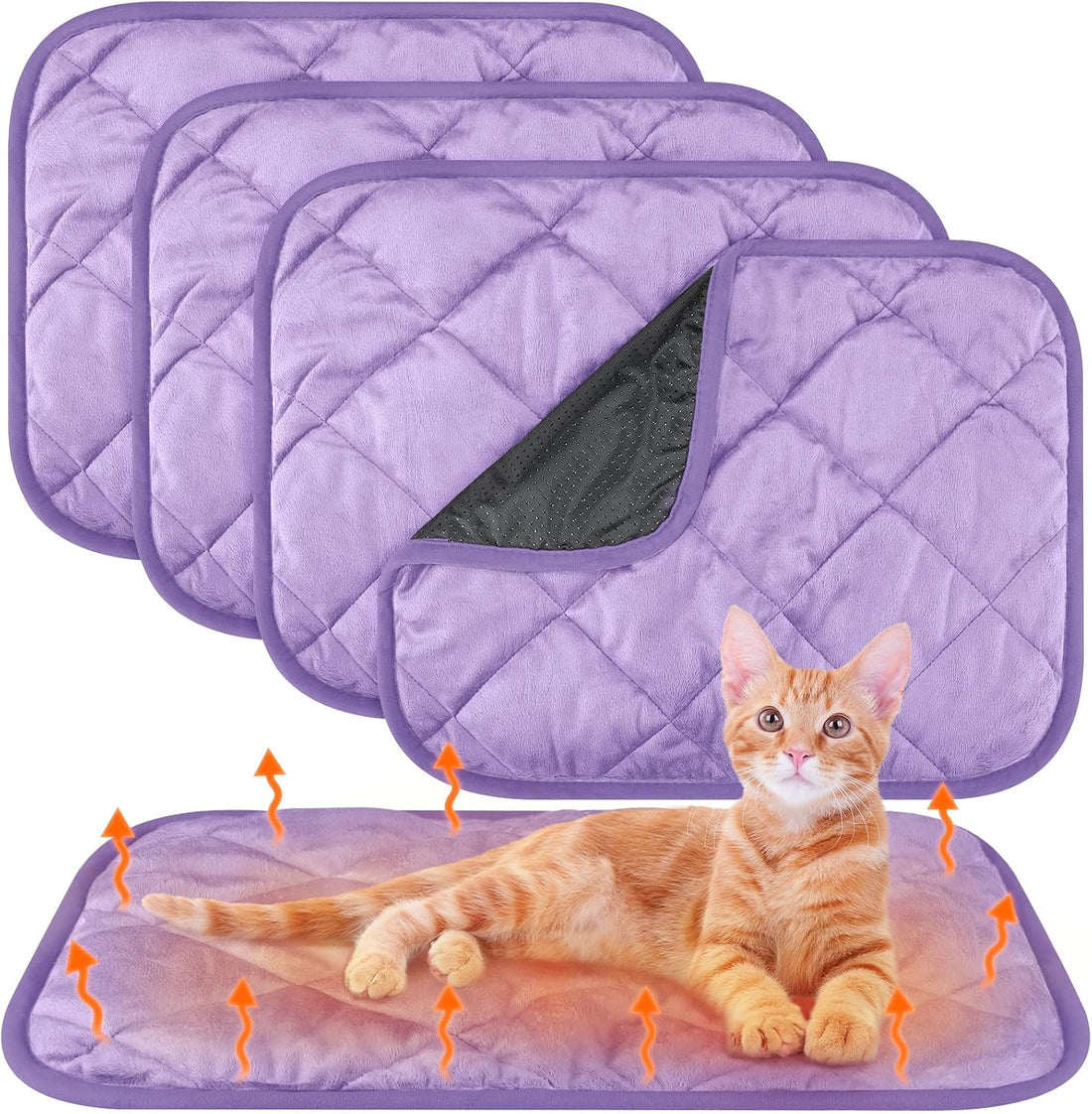 4 Pack Self Heating Cat Pad Self Warming Dog Mat, 16 x 20 Inch, Beige