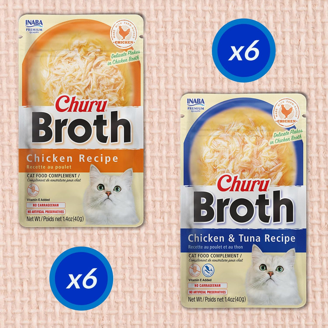 INABA Churu Broth for Cats, Side Dish Pouch, 1.4 Ounces per Pouch