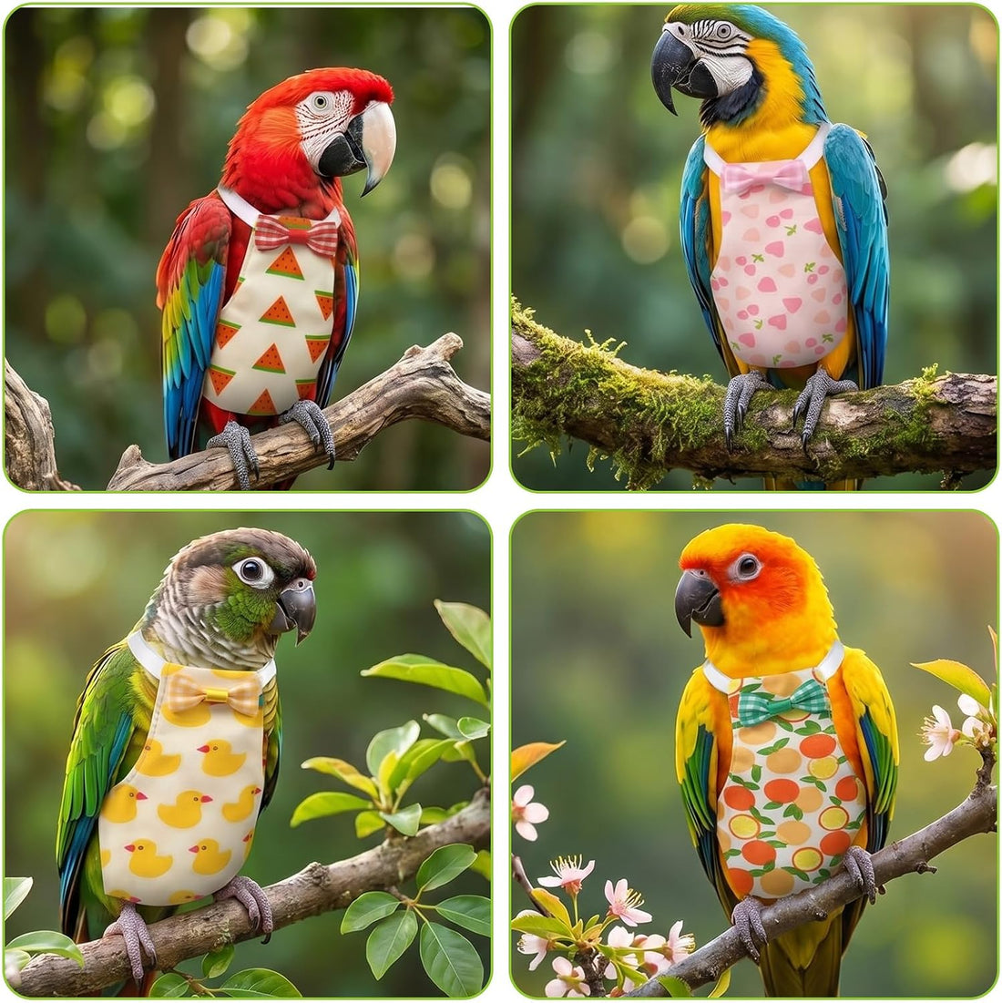 Jeffdad 4 Pcs Bird Diapers, Cute Pet Bird Diaper Pamper for Parrots