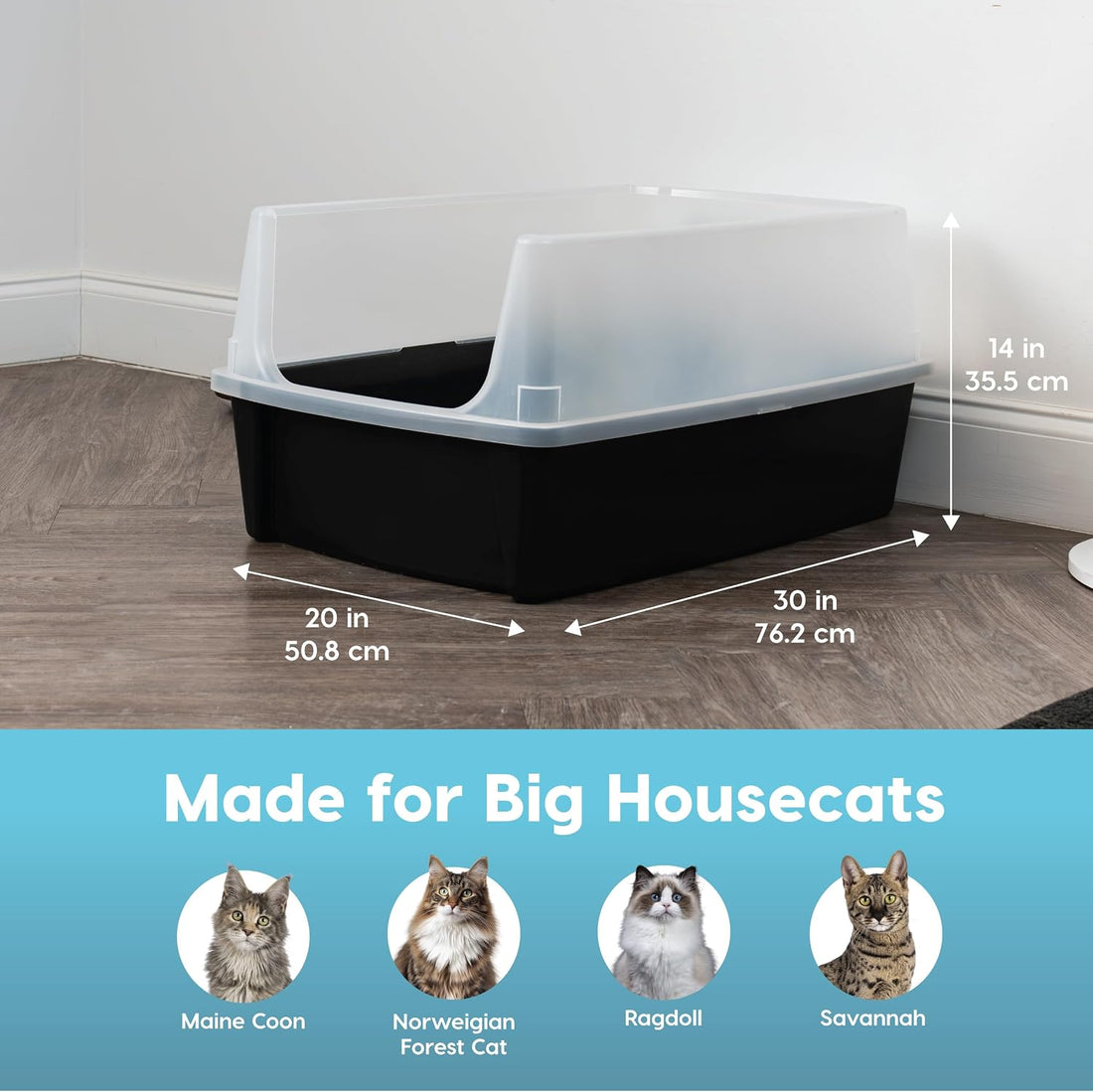 IRIS USA XX-Large High Sided Cat Litter Box, Scatter Shield