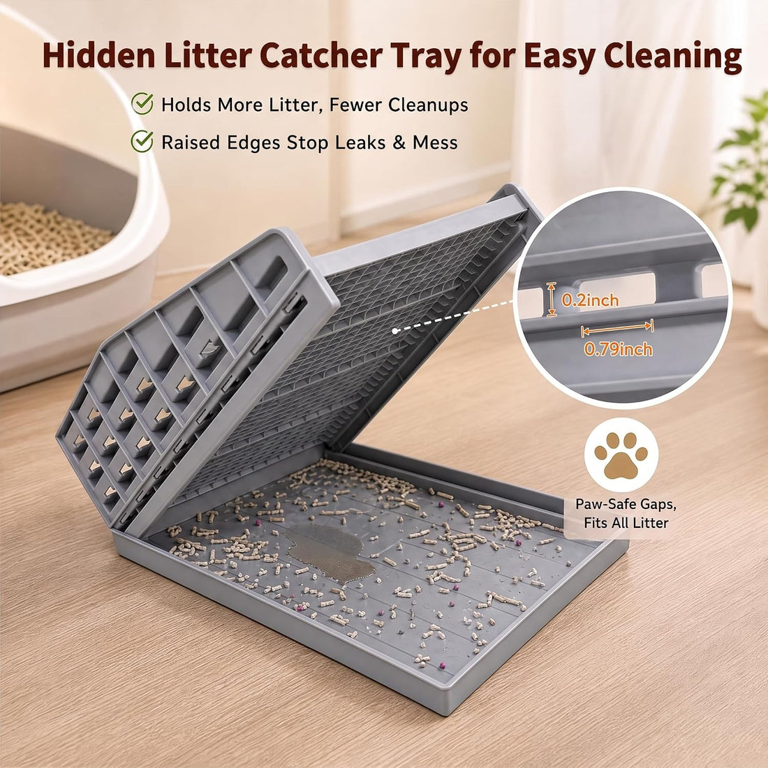 Litter Box Step for Senior Cats, Height Adjustable Cat Stairs