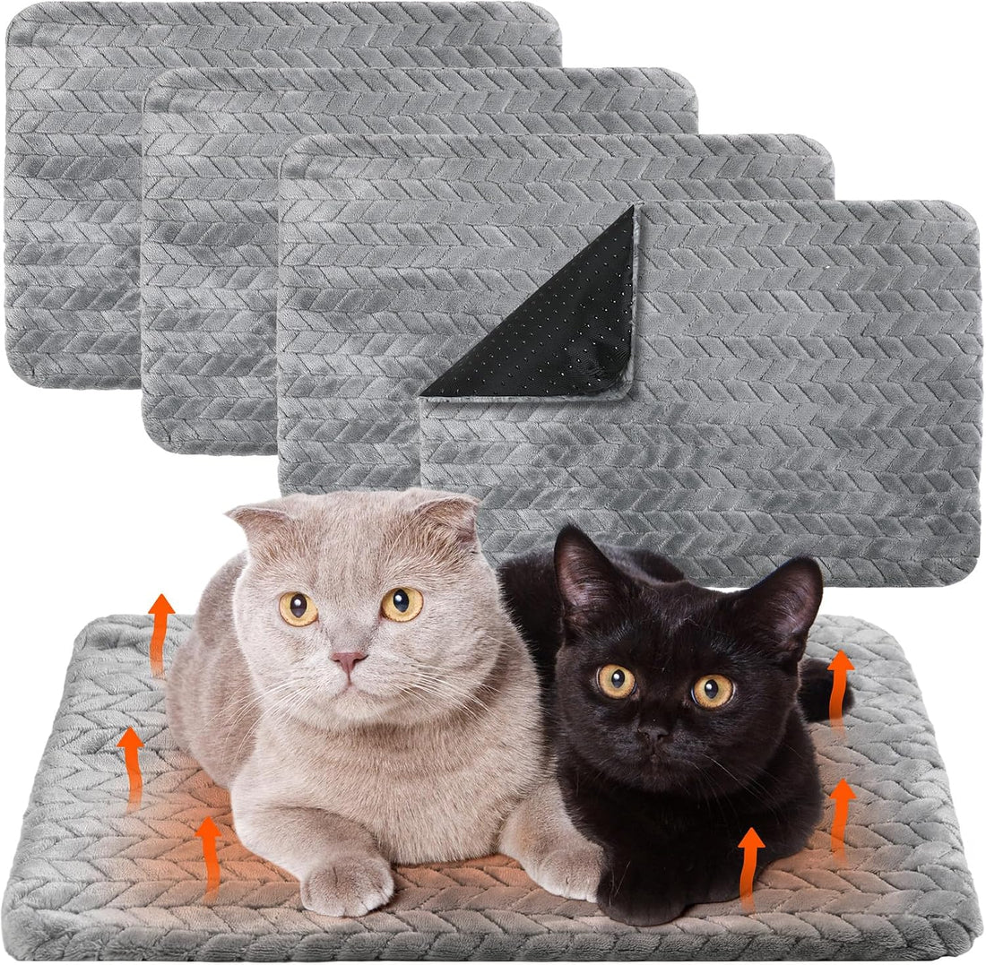 Drydiet 4 Pack Self Warming Cat Bed Mat Self Heating Pad for Dog