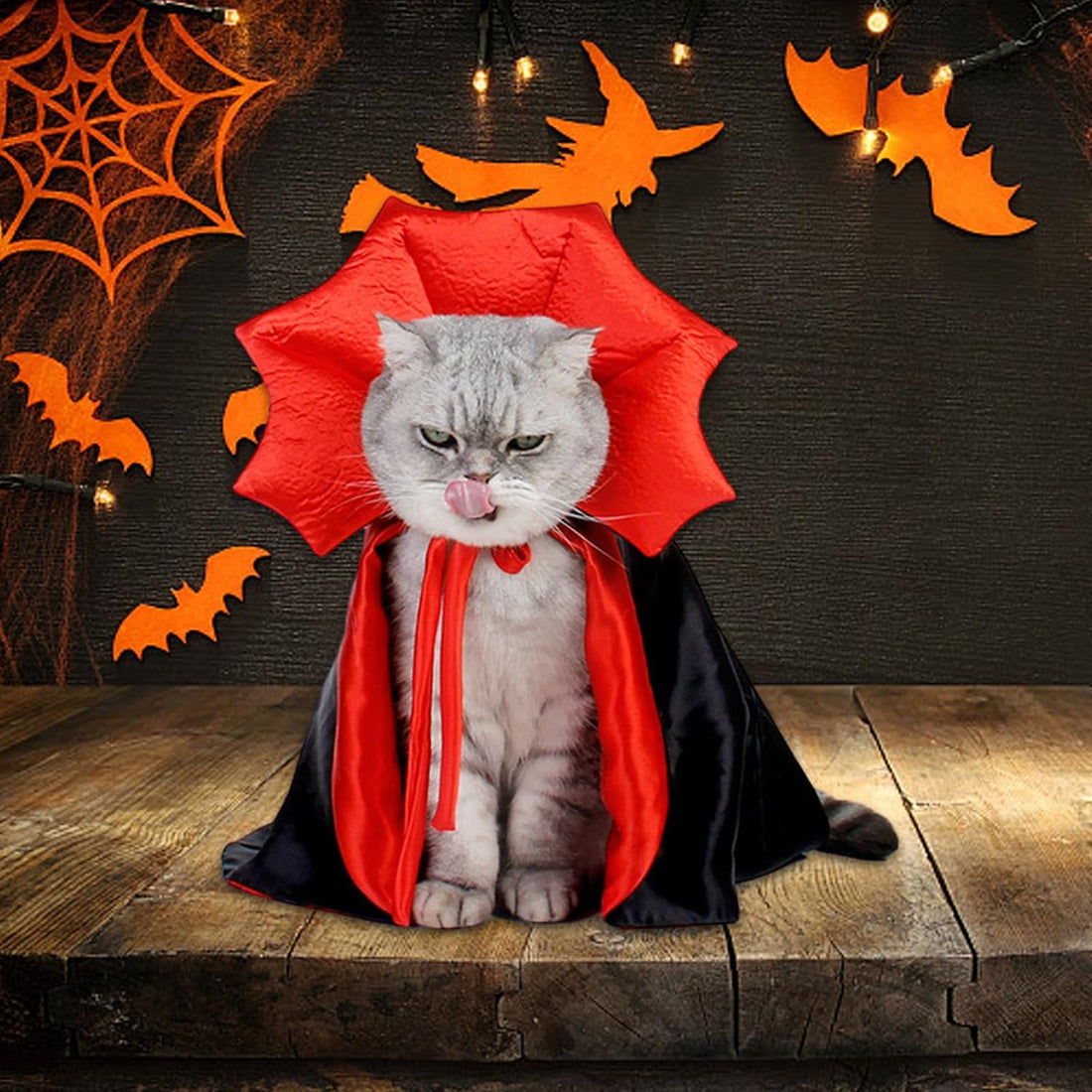 Qiansail Cat Cape Vampire Cloak Halloween Dog Costume Pet Cosplay
