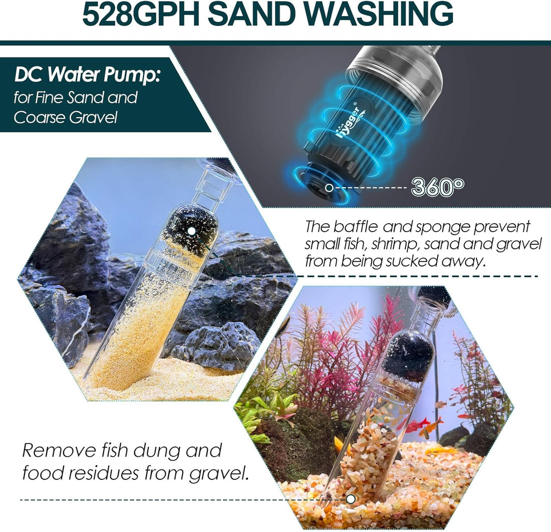 hygger Electric Aquarium Gravel Cleaner, 528GPH Fish Tank Vacuum