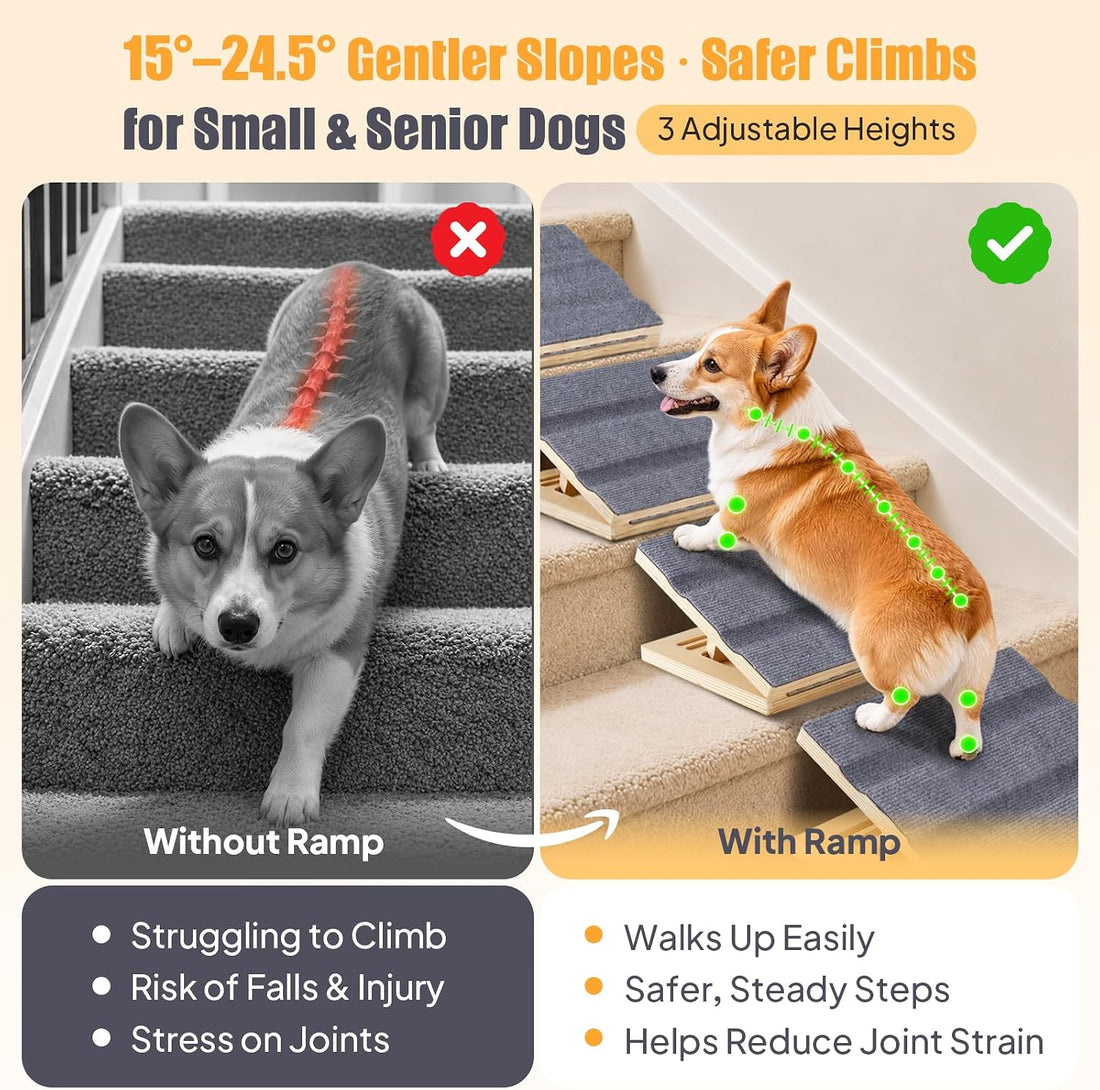 Adjustable Dog Ramp for Stairs, Non-Slip Pet Steps for Small Dogs
