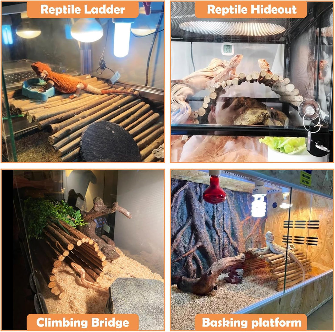 Hamiledyi Extra Large Tortoise Hide Reptile Hideout Wood Turtle Tunnel