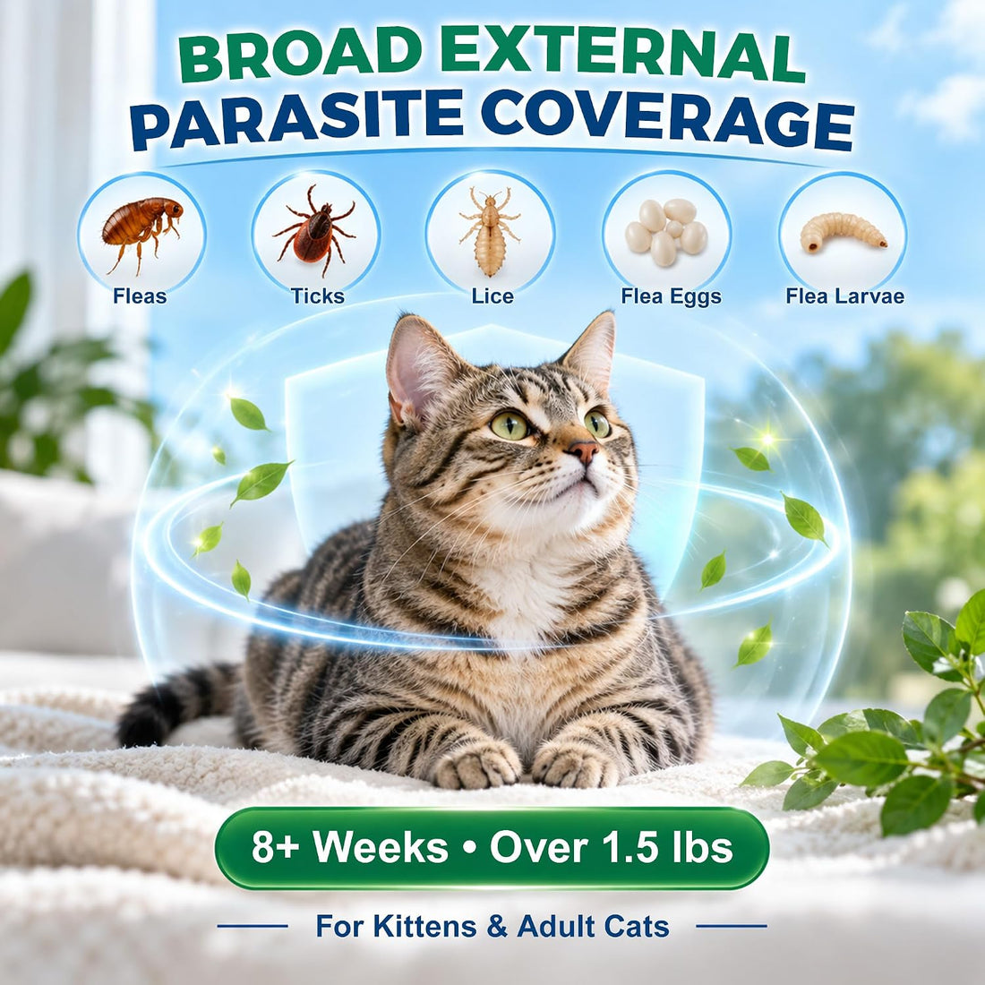 Flea and Tick Drops for Cats, Cat Flea Drops, Easy Spot-On Use