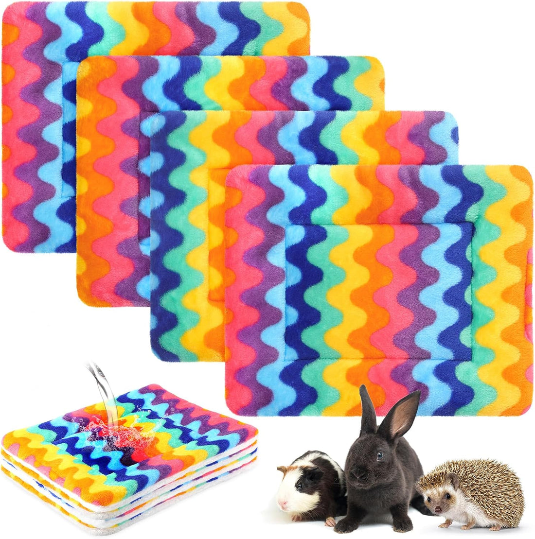 Haull 4 Pcs Waterproof Guinea Pig Bedding Mat, Tie Dyed, 13 x 10