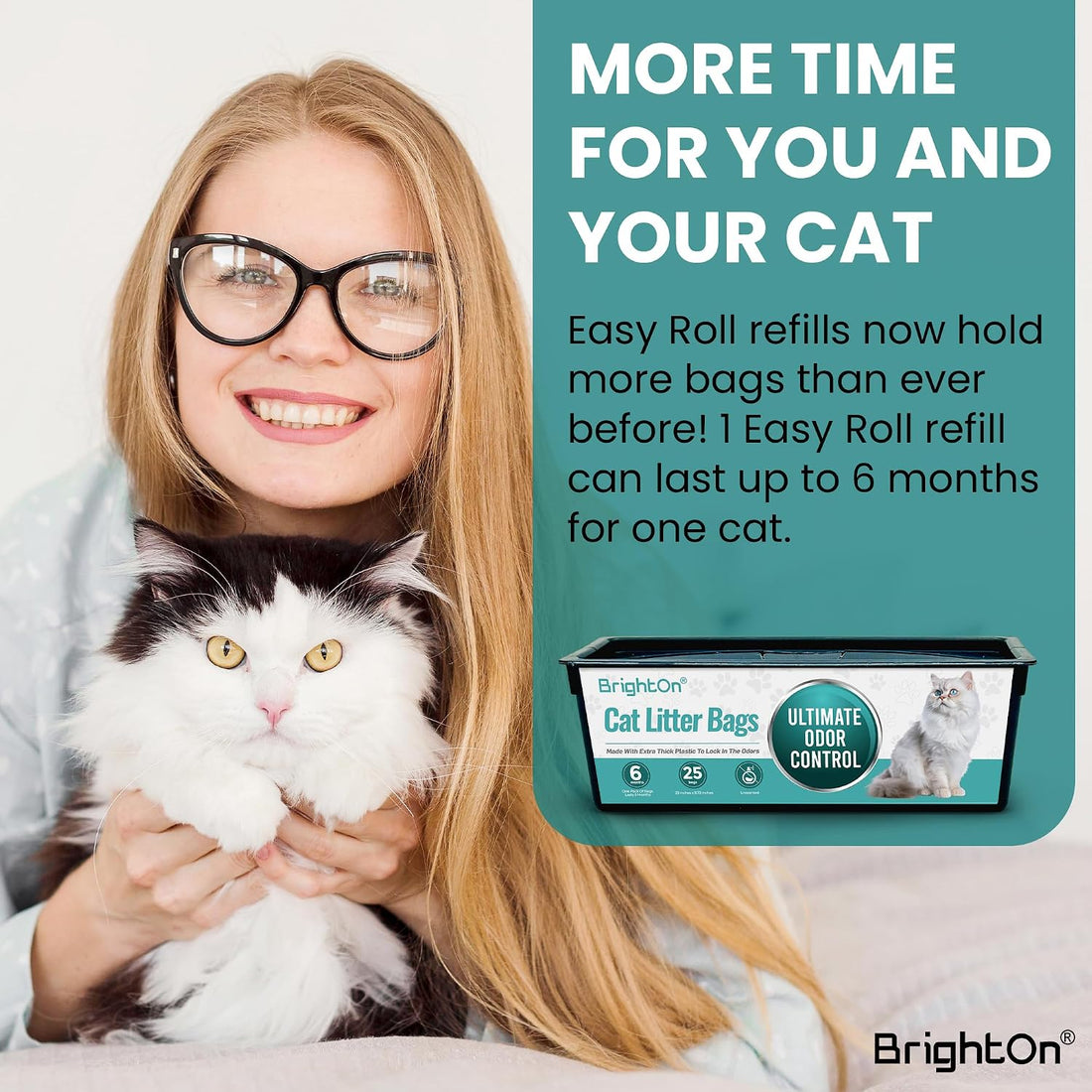 BrightOn®, 50 Litter Bag Refill Bags for Genie Easy Roll Litter Bin