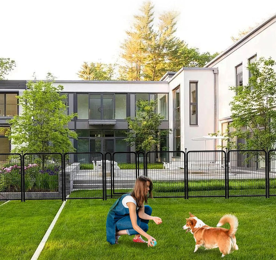 Getlay Dog Playpen 48 inch 8 Panels Total 17.7 Ft Dog Fence Outdoor