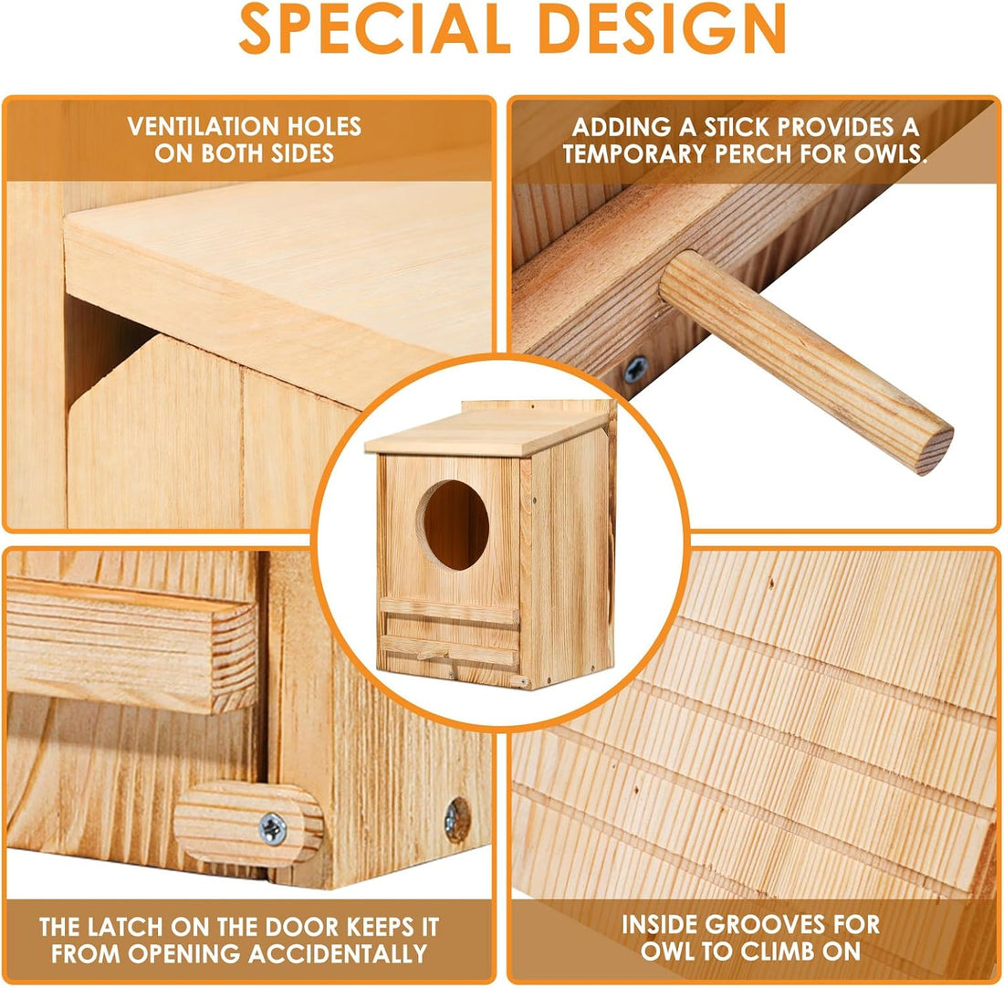 Large Great Horned Owl House,23''x 14''x 10''Barn Owl Box for Outside