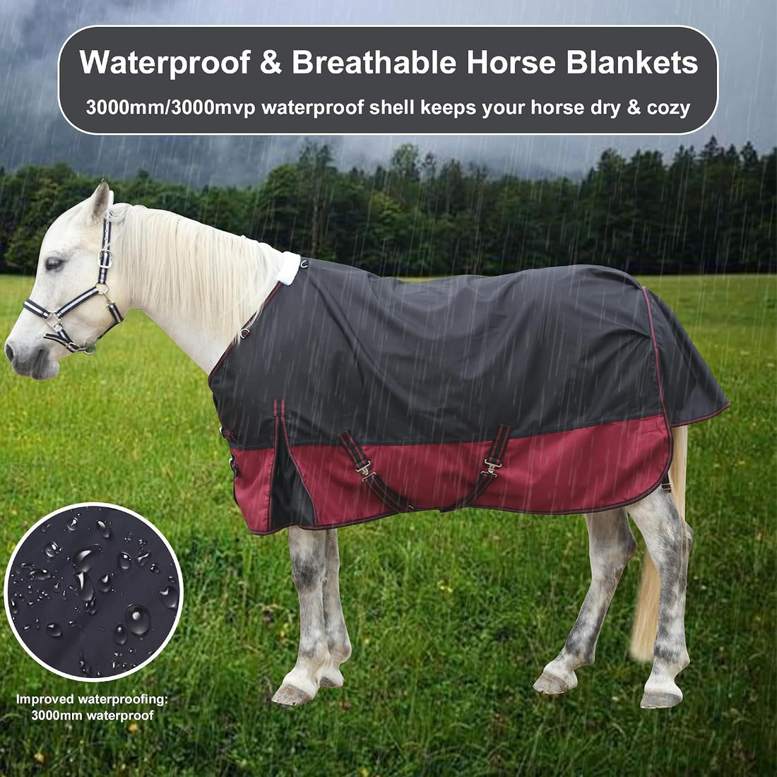 1200D Horse Blanket, 200g Medium Weight Waterproof Winter Turnout