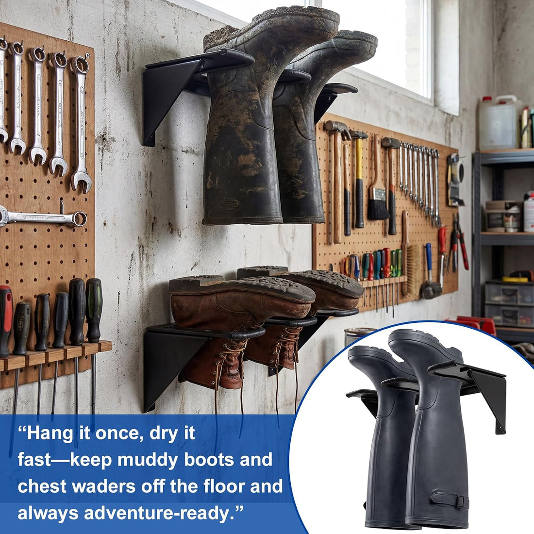 Zonon Wader Hanger Steel Boot Hanger Wall Mount