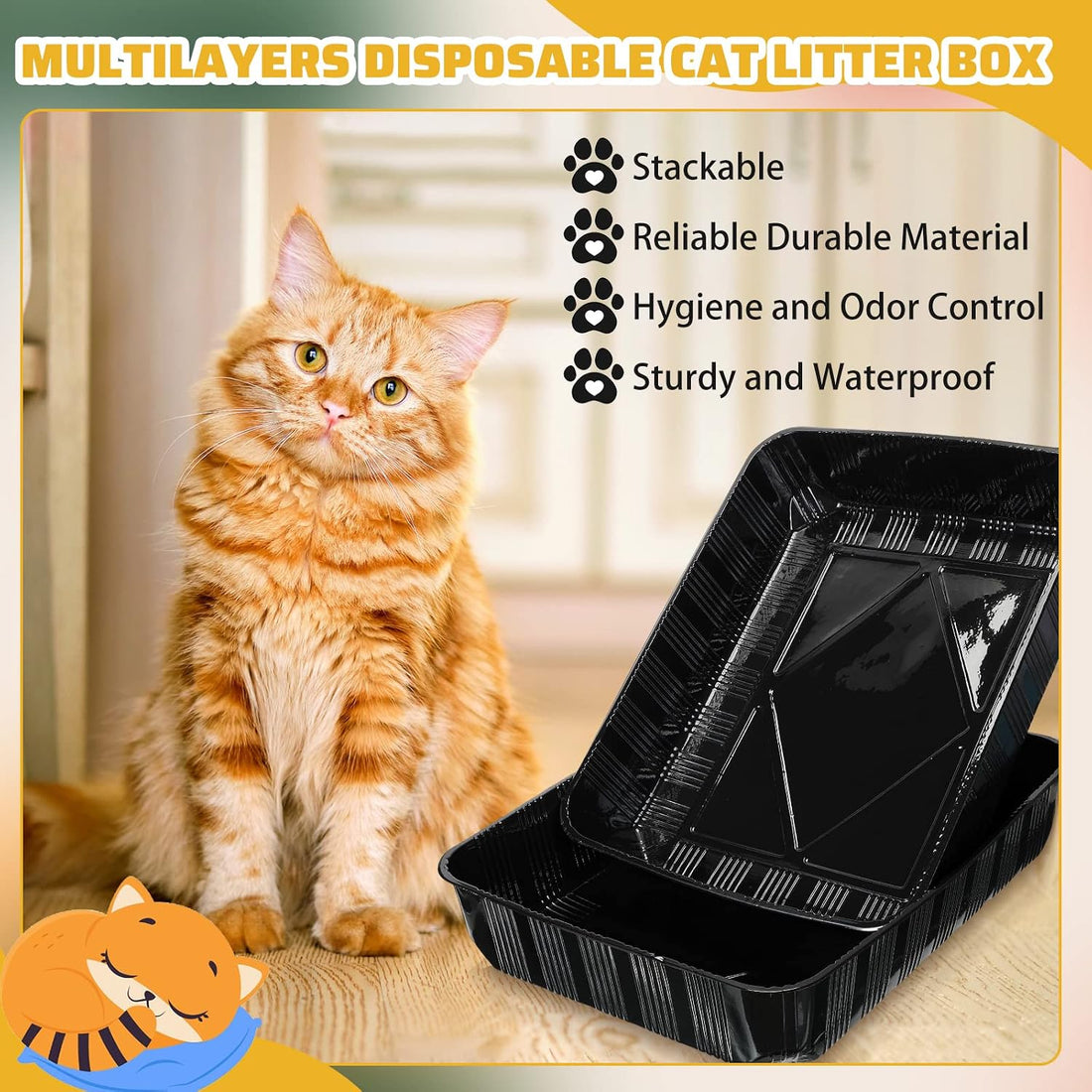 Zubebe 50 Pack Disposable Cat Litter Box for Cats