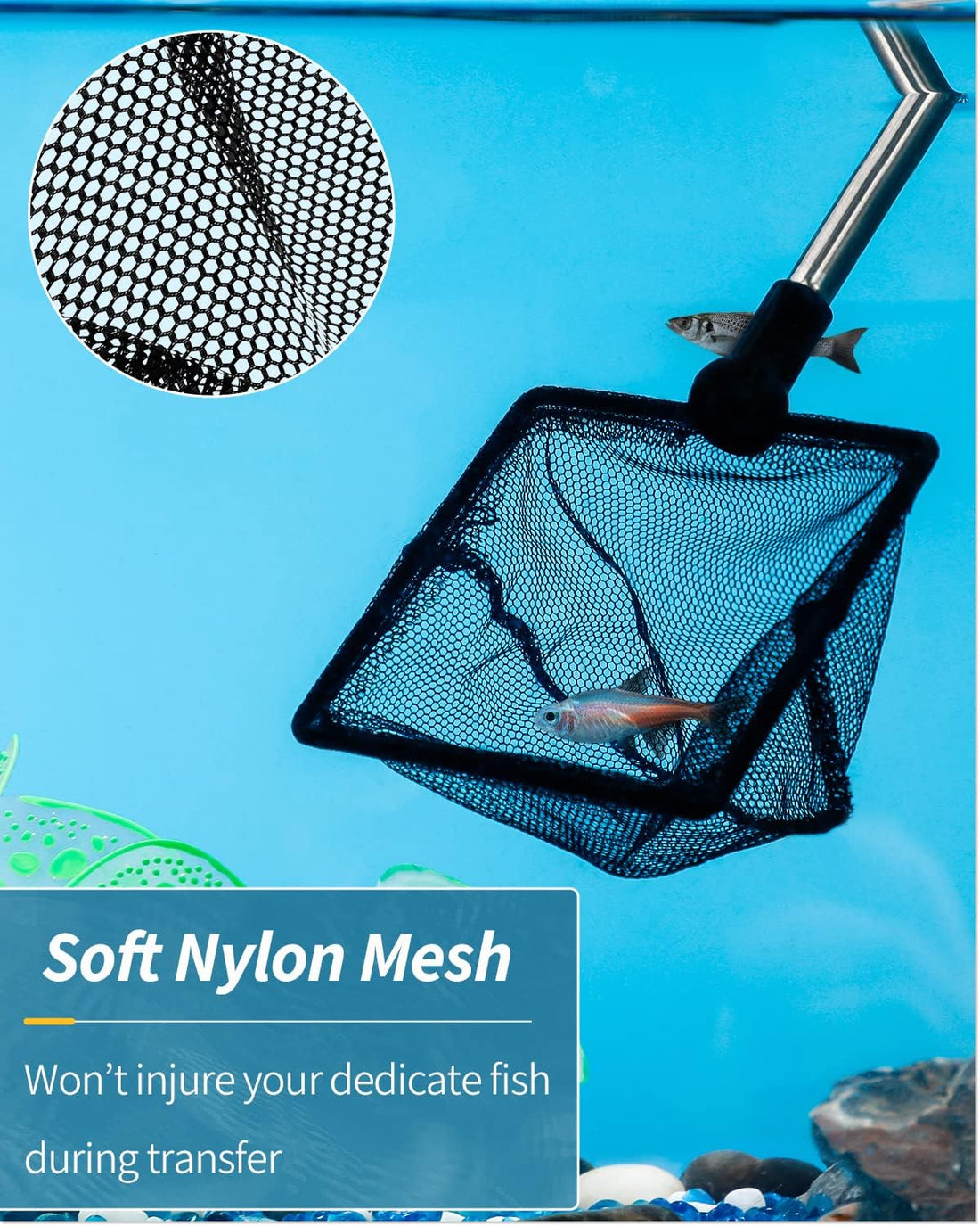 Pawfly Aquarium Fish Net with Extendable 9-24 Inch Long Handle