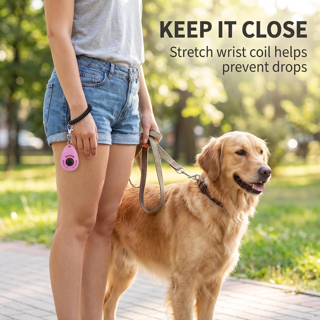 2Pcs Pink Dog Clicker for Training Easy to Use with Button Dog