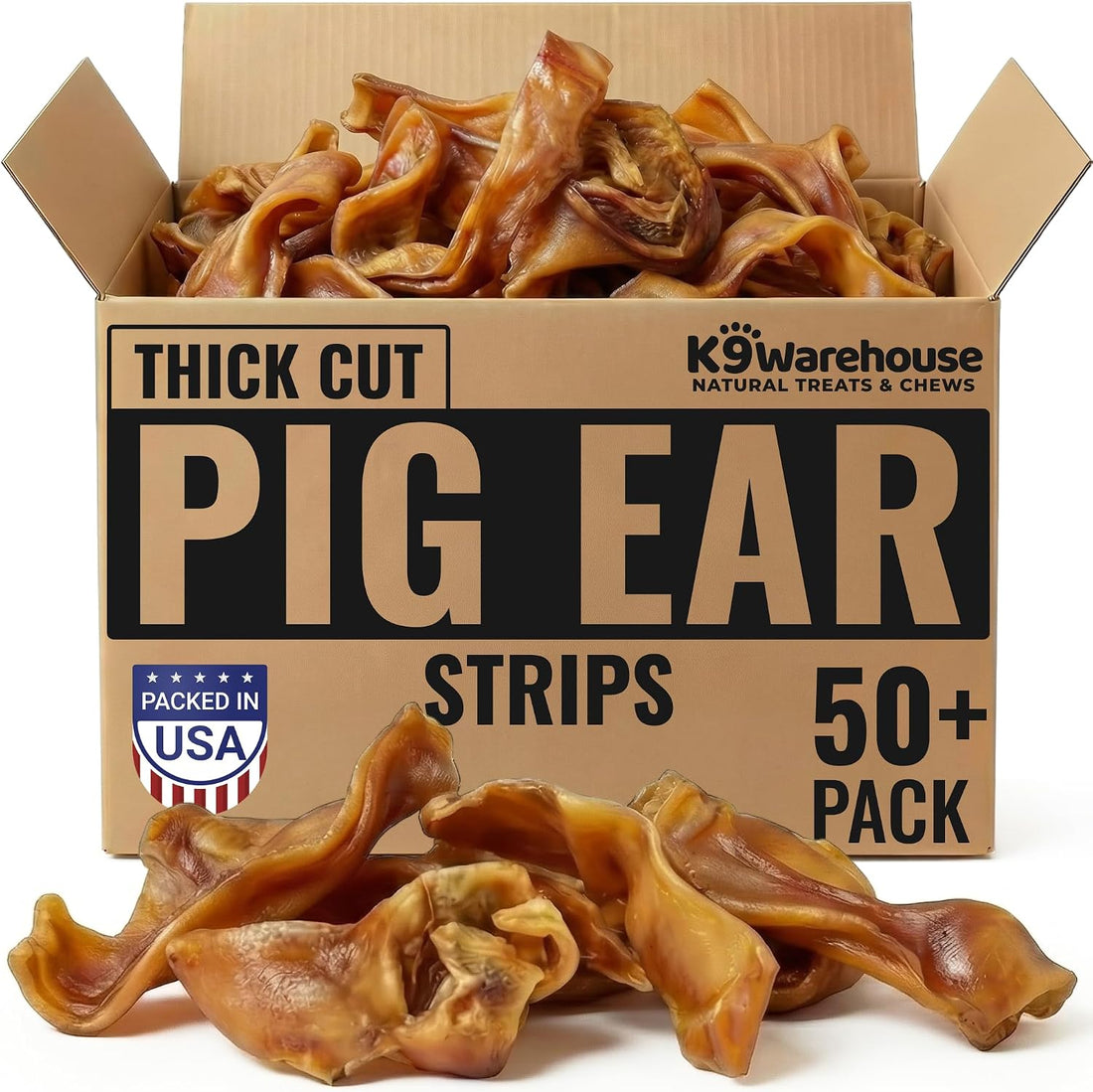 K9warehouse Bulk Pig Ear Bites for Dogs 100% Pork, Rawhide Alternative