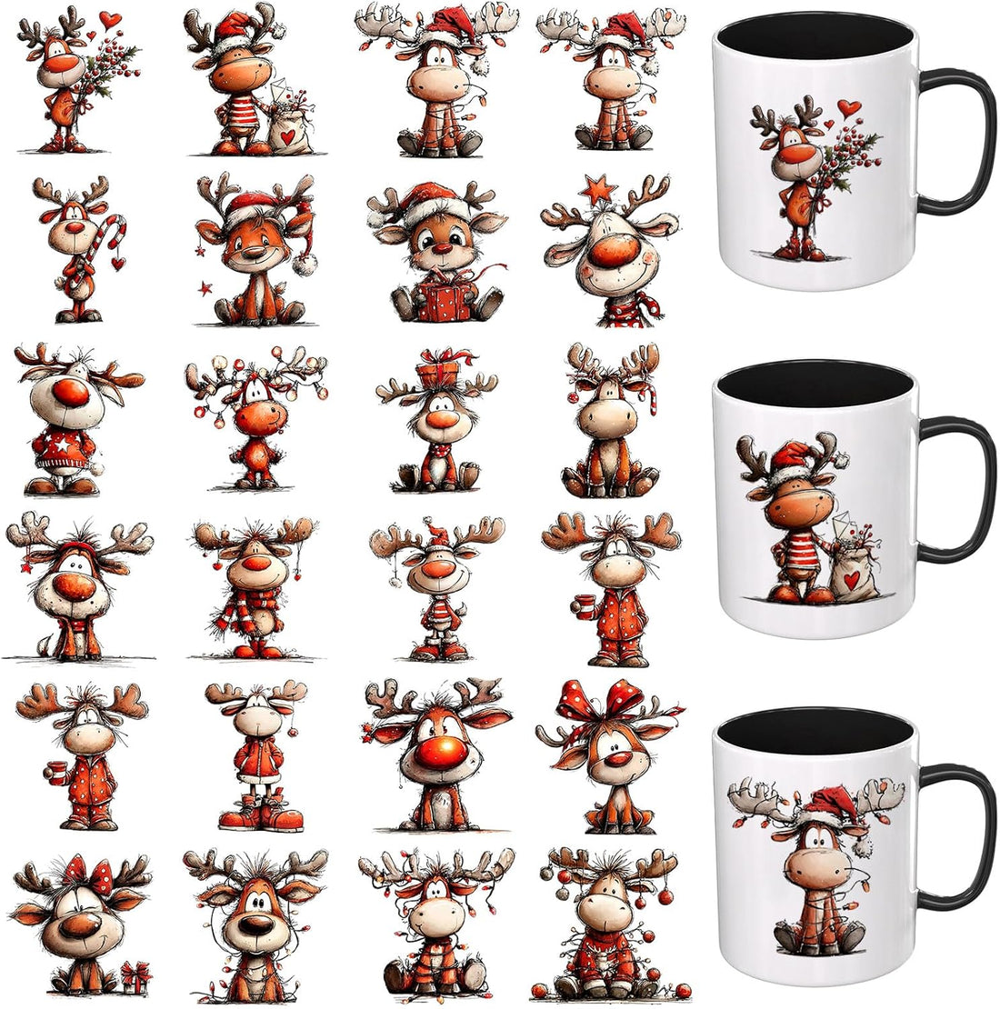24PCS Christmas Reindeer UV DTF Cup Wrap