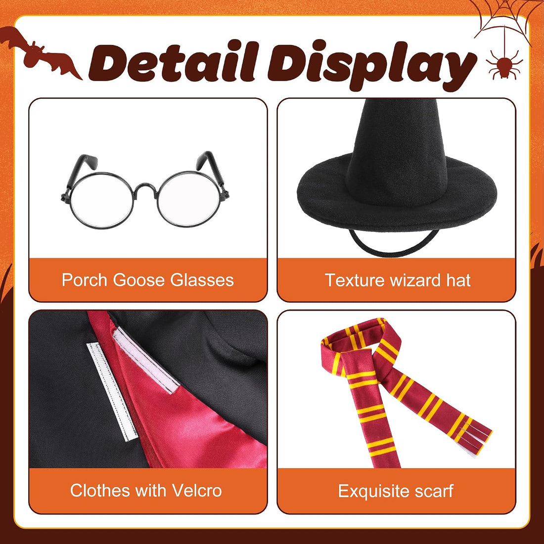 4Pcs Halloween Wizard Goose Outfits